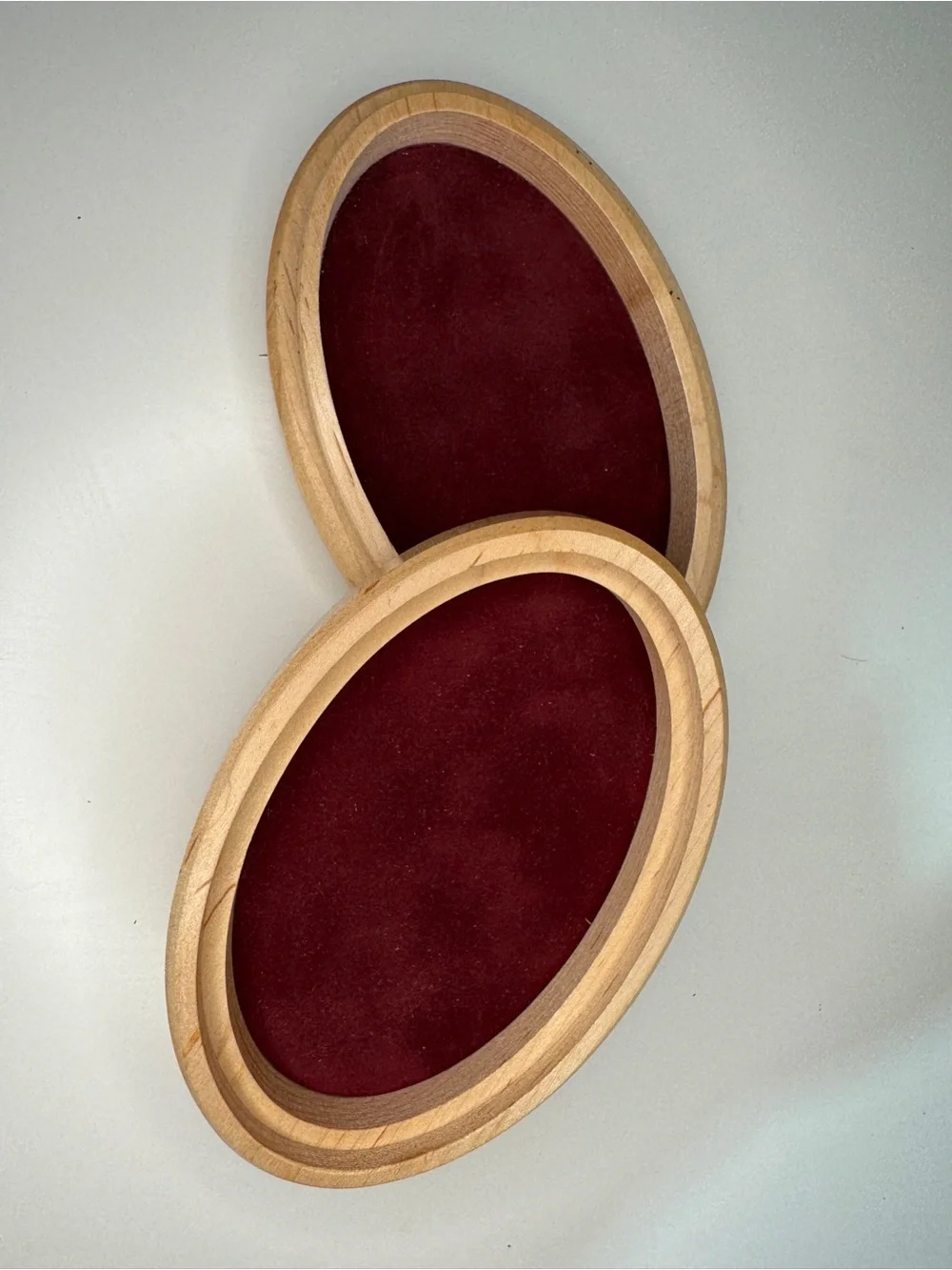 Handmade Oval Wood Trinket Box with Floral Pyrography - Natural Wood